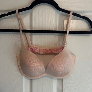 Victoria's Secret Floral Bra in Pink and Cream